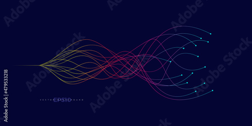 Fiber optics, data transformation vector background. big data technology, future of internet vector background design. Cyber circuit future technology background.
