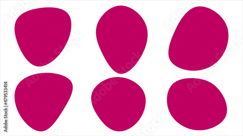 Organic Pink blobs irregular shape. Abstract fluid shapes vector set, simple water forms.