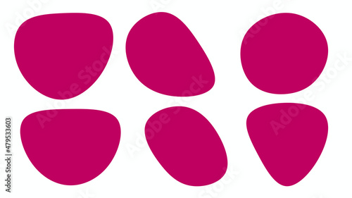 Organic Pink blobs irregular shape. Abstract fluid shapes vector set, simple water forms.