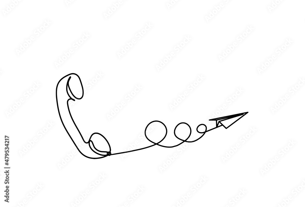 Abstract handset as line drawing on white background. Vector Abstract handset as line drawing on white background. Vector