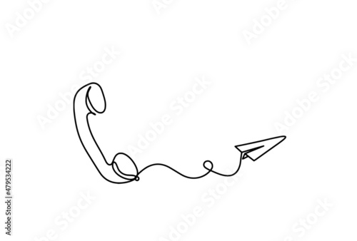 Abstract handset as line drawing on white background. Vector