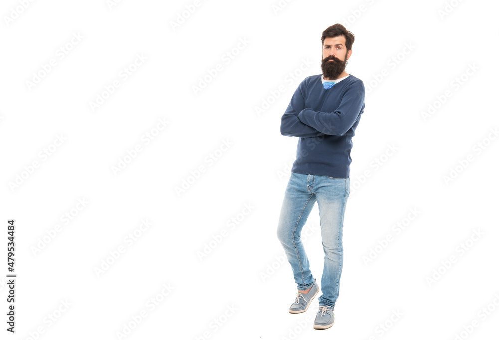 full length of brutal hipster with beard isolated on white background with copy space, beard full length of brutal hipster with beard isolated on white background with copy space, beard