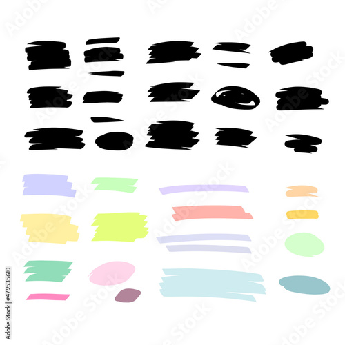 Set line or texture marker highlighter black and colored