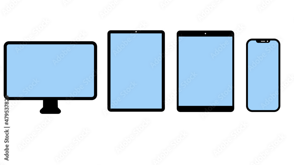 Device icon set: Computer, Tablet and Smartphone. Vector illustration Device icon set: Computer, Tablet and Smartphone. Vector illustration