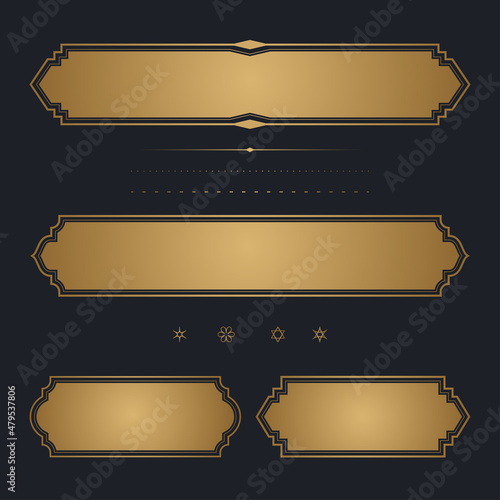 Set of Gold premium label. golden name plate. Vector illustration