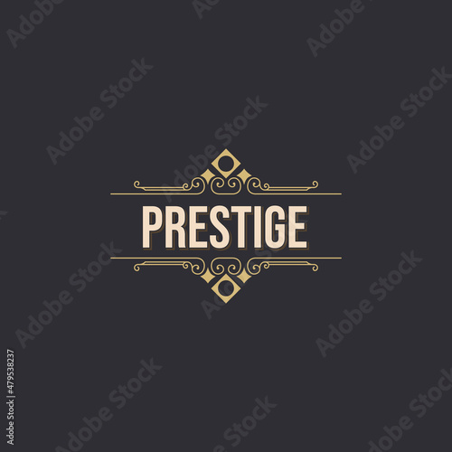 Old Vintage label badge emblem, artdeco vector illustration