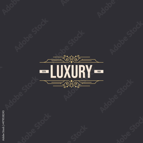 Old Vintage label badge emblem, artdeco vector illustration