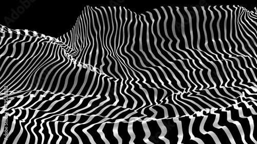 Black and white curve wave line abstract background.