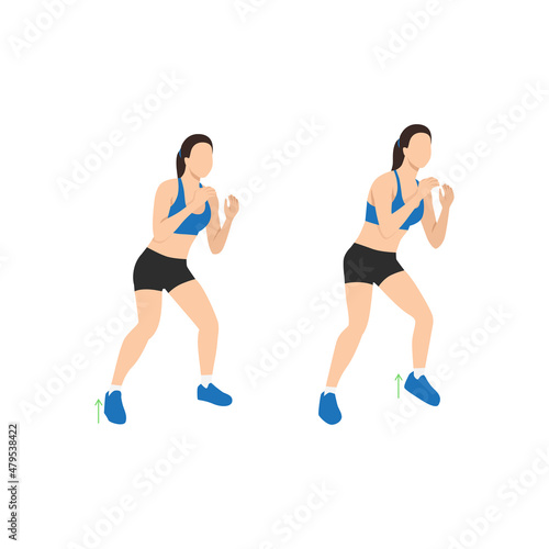 Woman doing quick feet exercise. Flat vector illustration isolated on white background
