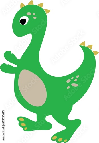 Cute baby dinosaur on the white background 