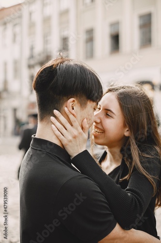 Close portrait of two lovers who is going to kiss each other