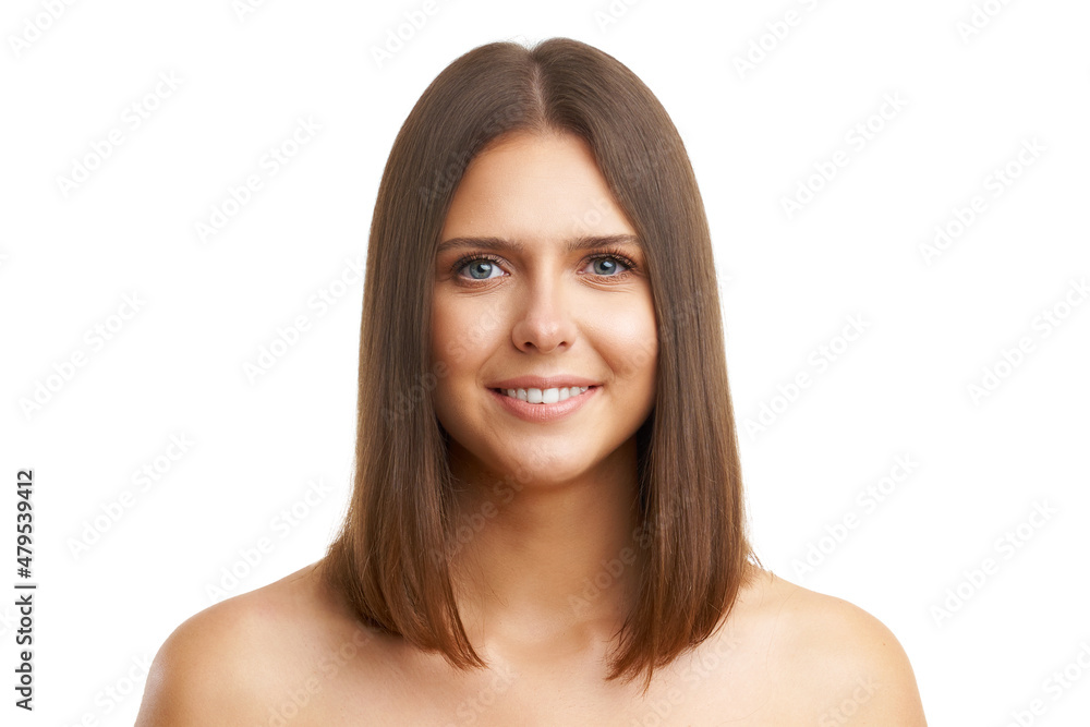 Portrait of nice young woman over white Portrait of nice young woman over white
