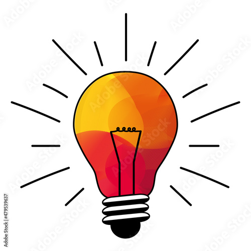 Multicolored lightbulb. Vector icon. Creative idea or solution concept illustration.