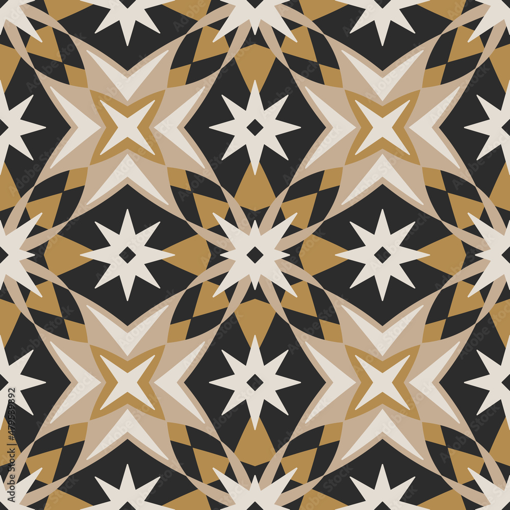 Abstract geometric seamless pattern with stars. Abstract geometric seamless pattern with stars.