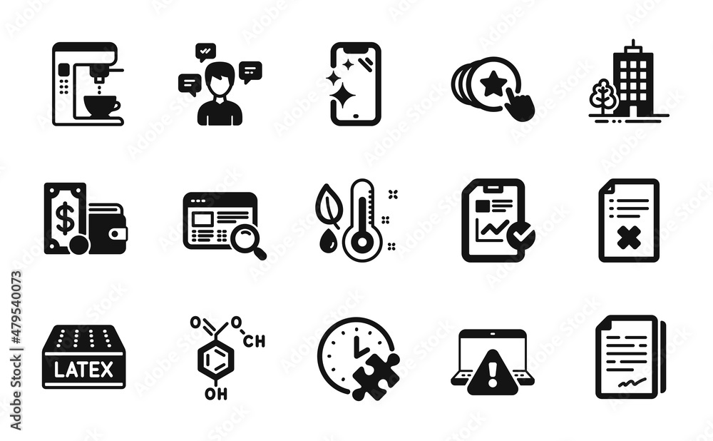 Vector set of Chemical formula, Reject file and Latex mattress icons simple set. Wallet money, Report checklist and Smartphone clean icons. Chemical formula simple web symbol. Vector Vector set of Chemical formula, Reject file and Latex mattress icons simple set. Wallet money, Report checklist and Smartphone clean icons. Chemical formula simple web symbol. Vector