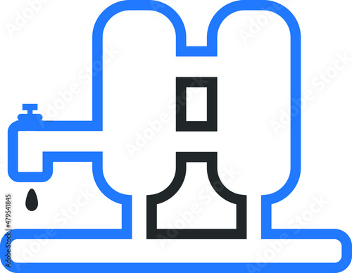 Modern water filter line icon vector on white background blue version 