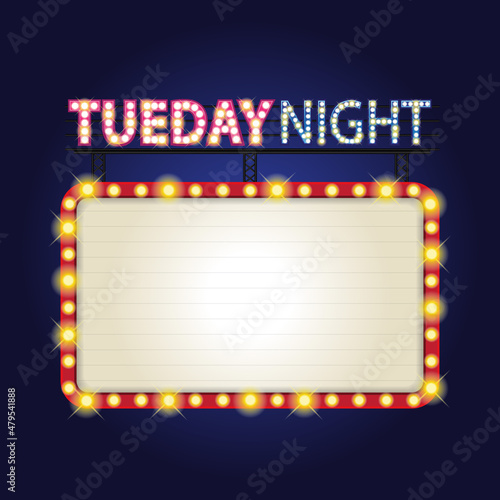 The Sign Theatre with message Tueday Night on Showtime Sign Theatre Background vector art image illustration. photo