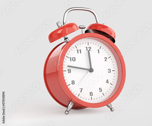 Red alarm clock 3d illustration