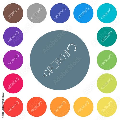 Shish kebab on skewer stick outline flat white icons on round color backgrounds
