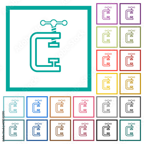 Vice clamp outline flat color icons with quadrant frames photo