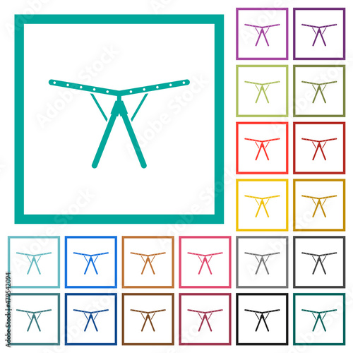 Collapsible clothes dryer rack solid flat color icons with quadrant frames