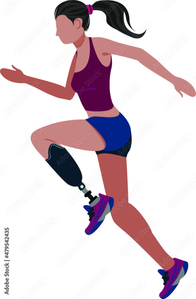 Sportswoman with a prosthetic leg. Paralympics