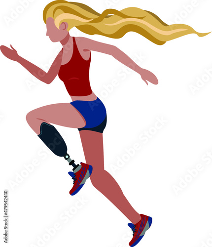 Sportswoman with a prosthetic leg. Paralympics