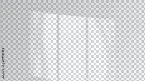 Window sunlight and shadow overlay for white wall mockups. Transparent vector effect for realistic light imitation