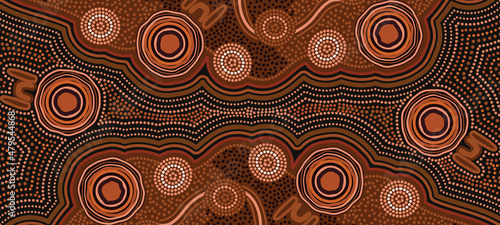 Vector aboriginal dot design background
