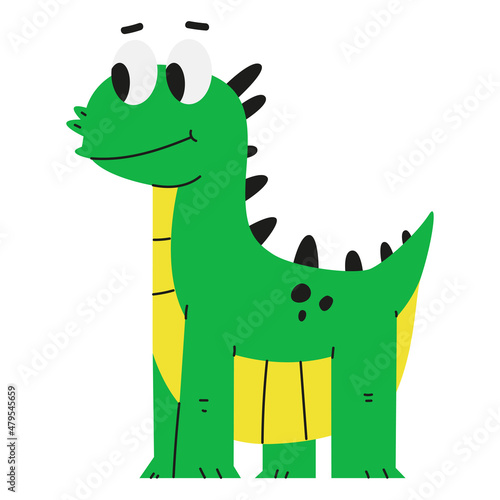 Cute baby diplodocus vector cartoon illustration isolated on a white background.
