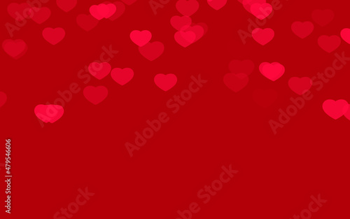 Valentine day red hearts on red background.