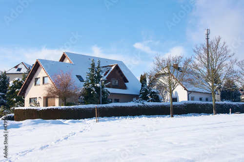 Eigenheimsiedlung in Sohland an der Spree im Winter 