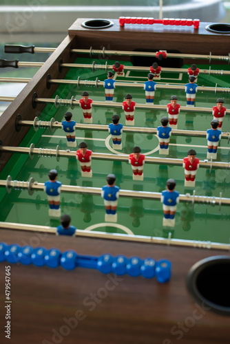 Football table soccer game. Indoor sport game for social relaxing.