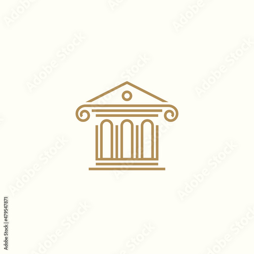 Ancient Greek or Romans architecture pillar or temple logo design vector