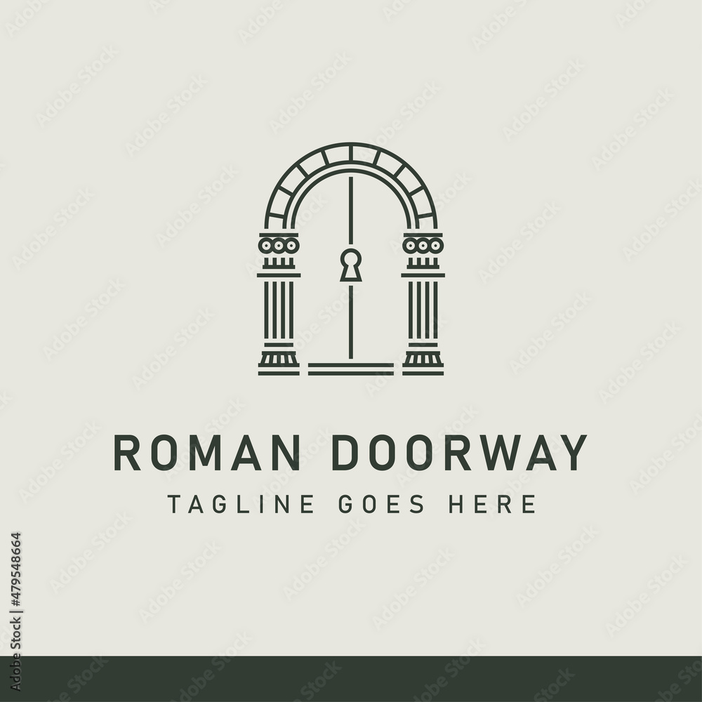 Fototapeta premium Roman Doorway Ancient Building interior architecture Logo Design Vector