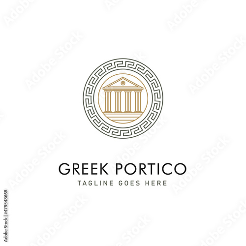 Ancient Greek or Romans architecture pillar or temple logo design vector, can be used also for law firm company