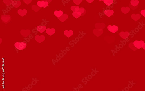 Valentine day red hearts on red background.