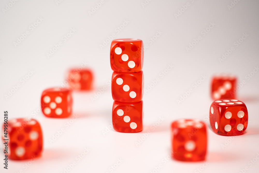 Stacking of 3 red dice Stacking of 3 red dice