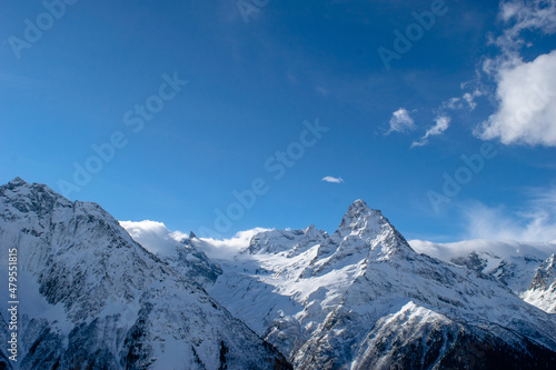 Wonderful mountains with snow in winter