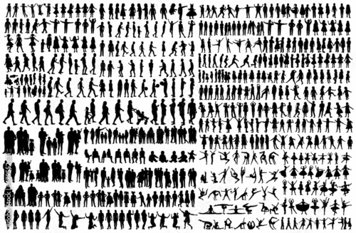 people silhouette, set, isolated, vector