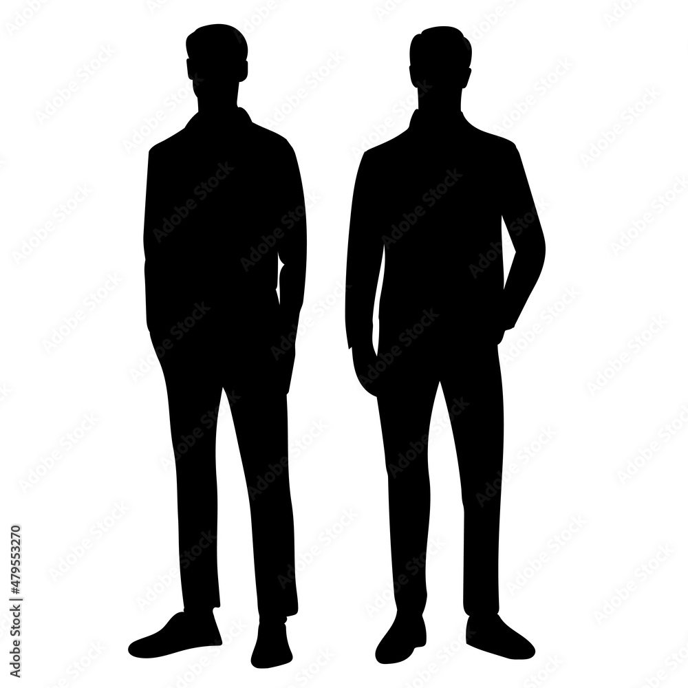 men black silhouette, set, isolated, vector