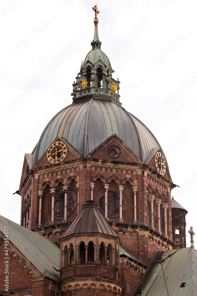 Fototapeta premium Munich,Germany,12,20,2021. The Saint Luke's Church, largest Protestant church in Munich, southern Germany, Bavaria, Europe. 