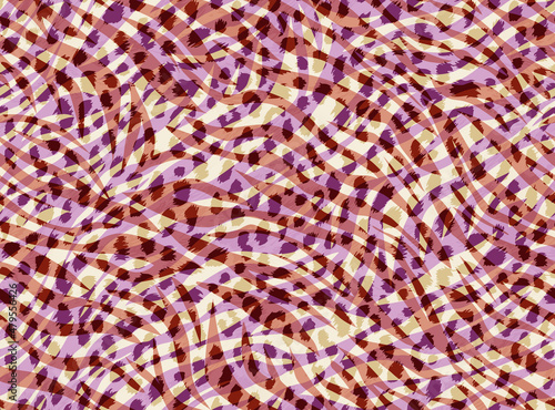 Abstract Zebra Stripes Leopard Spots Mix Seamless Pattern Digital Trendy Fashion Colors Creative Combinations