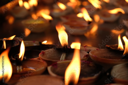 burning candles in the church