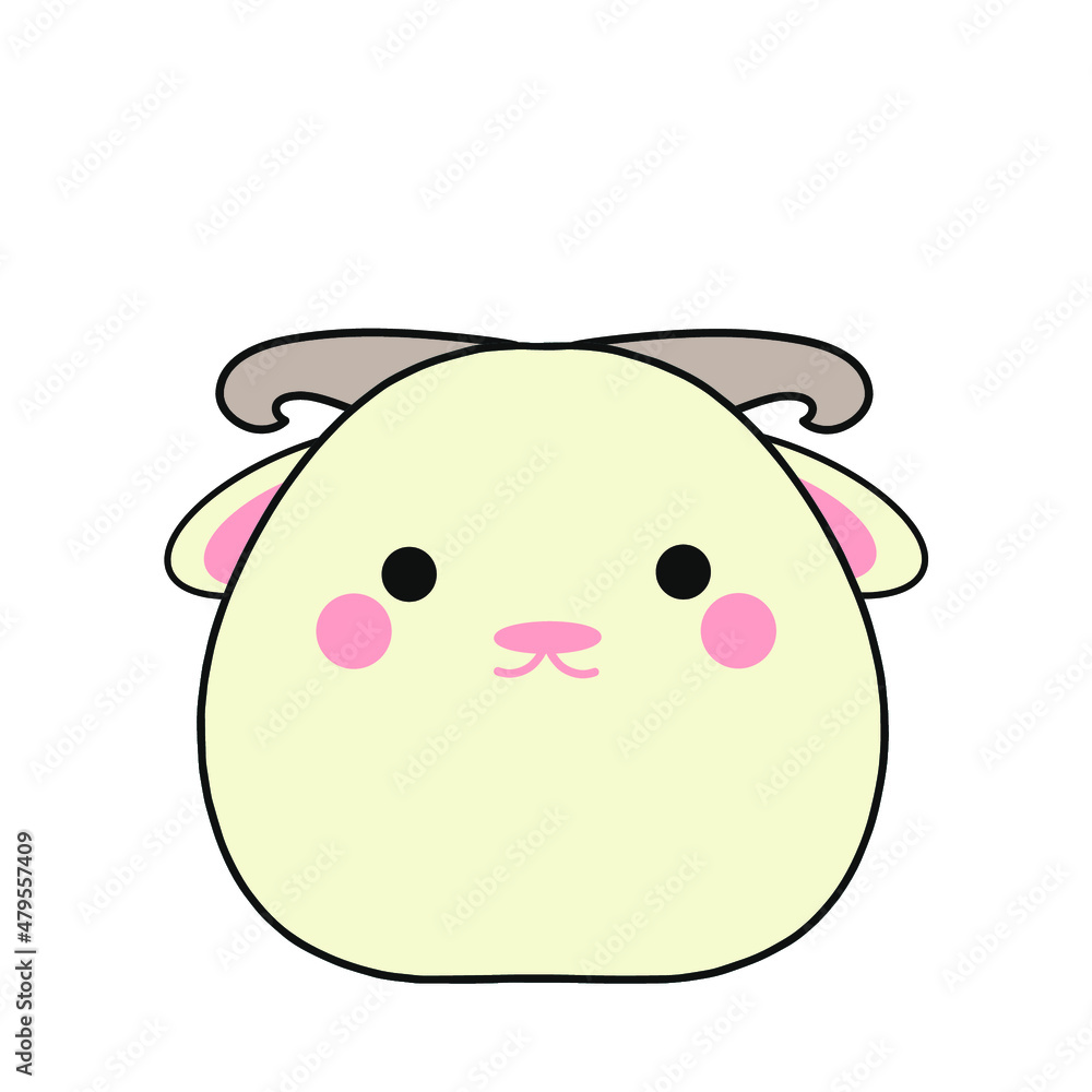 Goat. Hand drawn flat cartoon vector illustration isolated on white background. Goat. Hand drawn flat cartoon vector illustration isolated on white background.