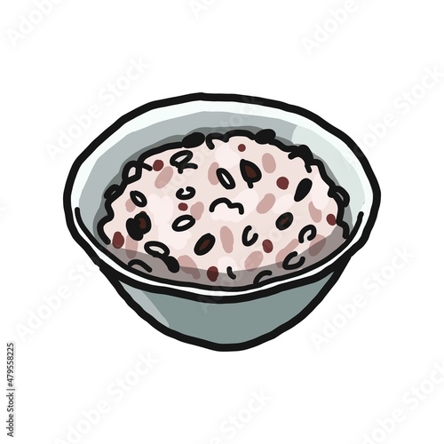 茶碗に入った雑穀ご飯のイラスト。