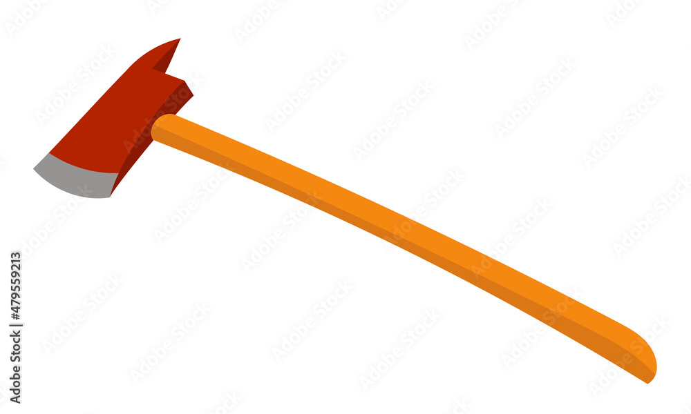 Classic fire ax. Firefighter equipment in cartoon style. Classic fire ax. Firefighter equipment in cartoon style.