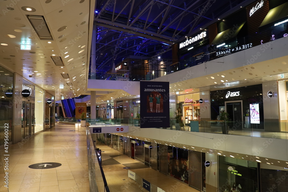 Le centre commercial Confluence, intérieur du centre commercial, quartier Confluence, ville de