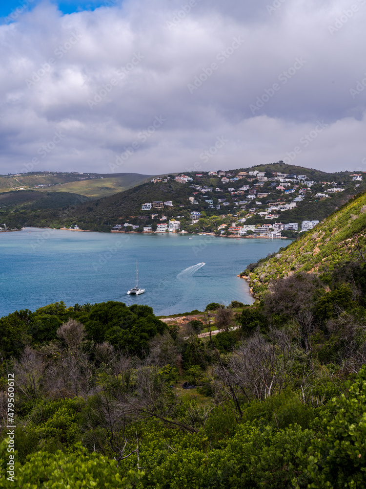 Knysna lagoon and the heads from the featherbed mountain in garden route South Africa
