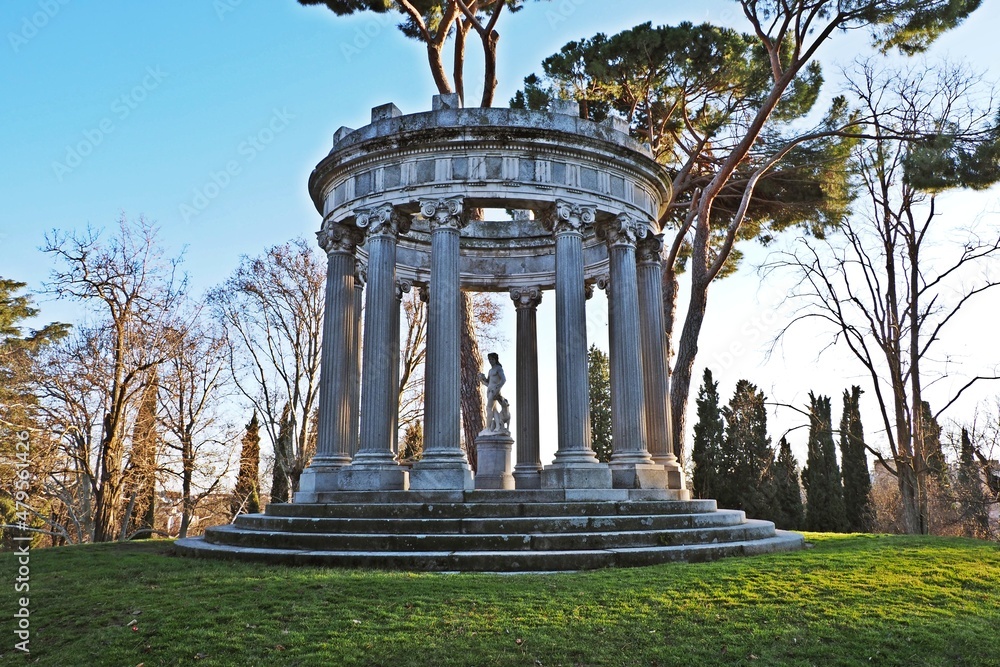 Temple dedicated to the god Bacchus in the Parque del Capricho in Madrid, Spain